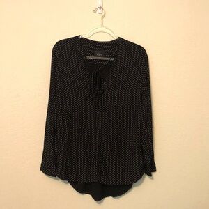 Rails Abby Top Black Polka Dots Neckline Tie Small